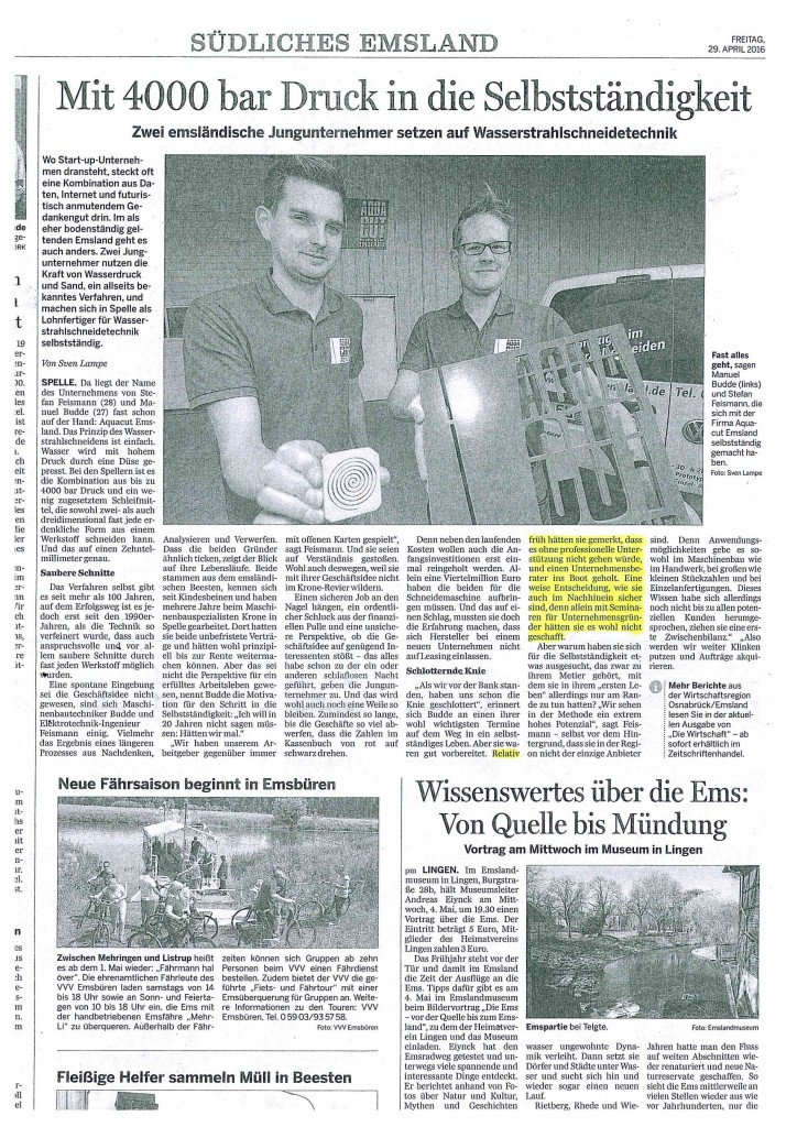 Zeitungsartikel April 2016